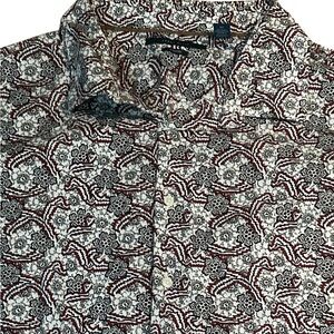 Perry Ellis Size 4X Long Sleeve Buttoned Down Patterned Shirt - Red Black White